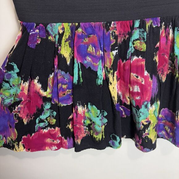Delia’s Y2K Skirt Elastic Waist Circle Skirt Floral Multicolor Med Pink Purple - Picture 3 of 5